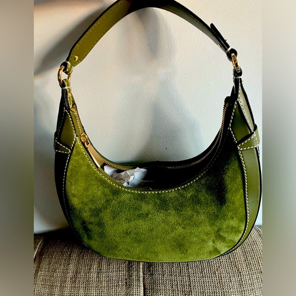 MK Small Suede Crescent Shoulder Bag 💚 - Picture 6 of 6